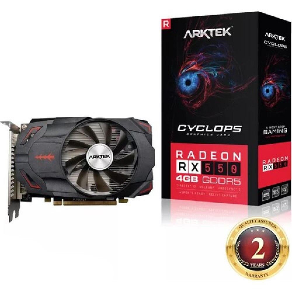 Arktek Rx550 4Gb Gddr5 128Bıt (Vga-Dvı-Hdmı) Tek Fan Ekran Kartı