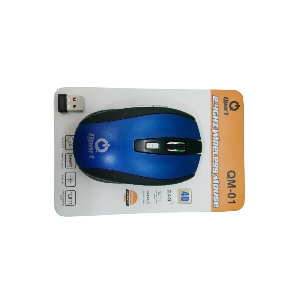 Qpart Qm-01M Wireless Mavi Kablosuz Mouse