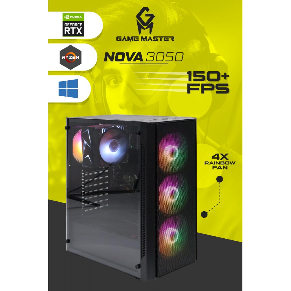 Game Master Nova 3050 Ryzen 5 5600 Cpu 16Gb 3200Mhz Ram 512Gb Nvme M.2 Ssd Rtx 3050 6Gb Oyuncu Bilgisayarı Gaming Pc