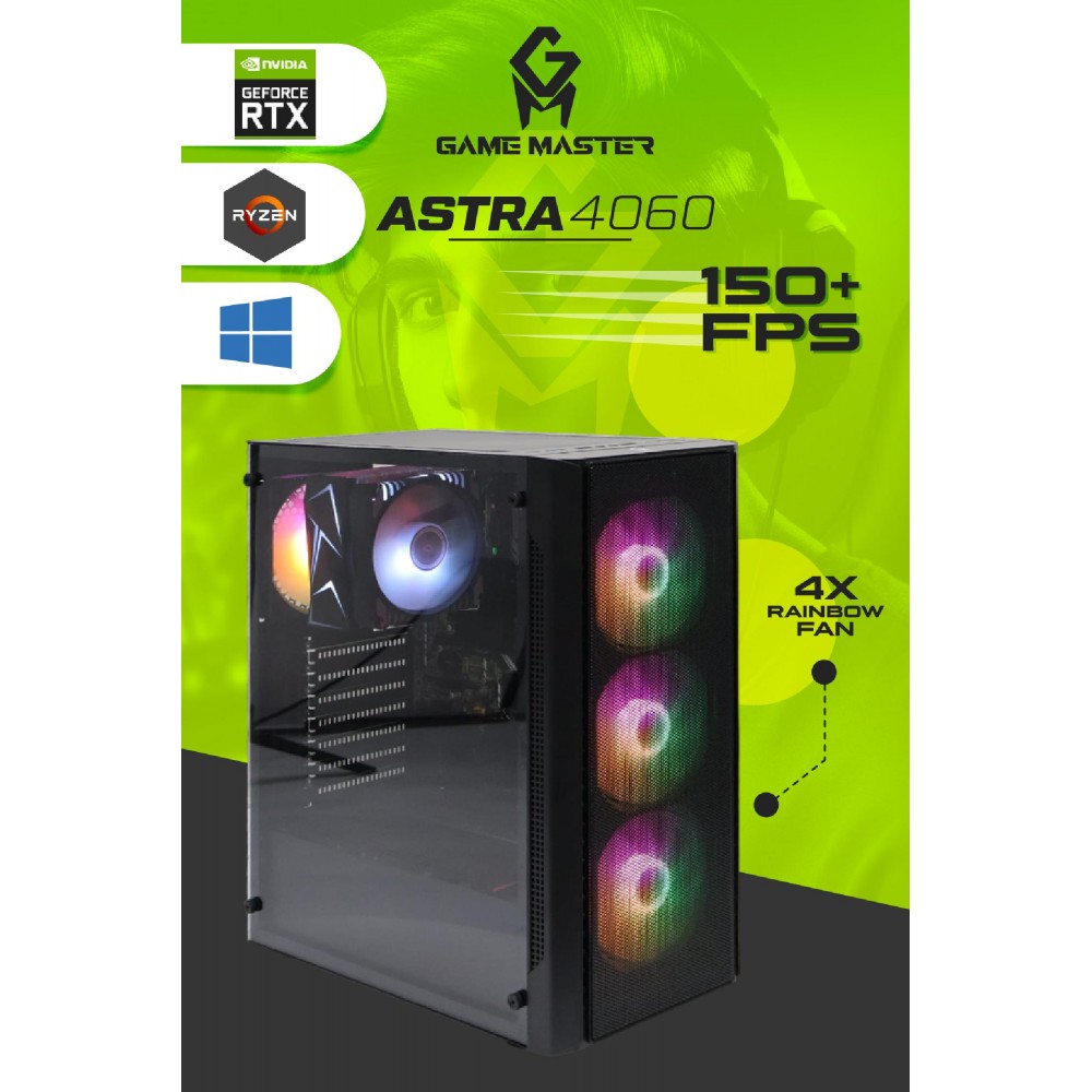 Game Master Astra 4060 Ryzen 5 5600 Cpu 16Gb 3200Mhz Ram 512Gb Nvme M.2 Ssd Rtx4060 Gaming Pc